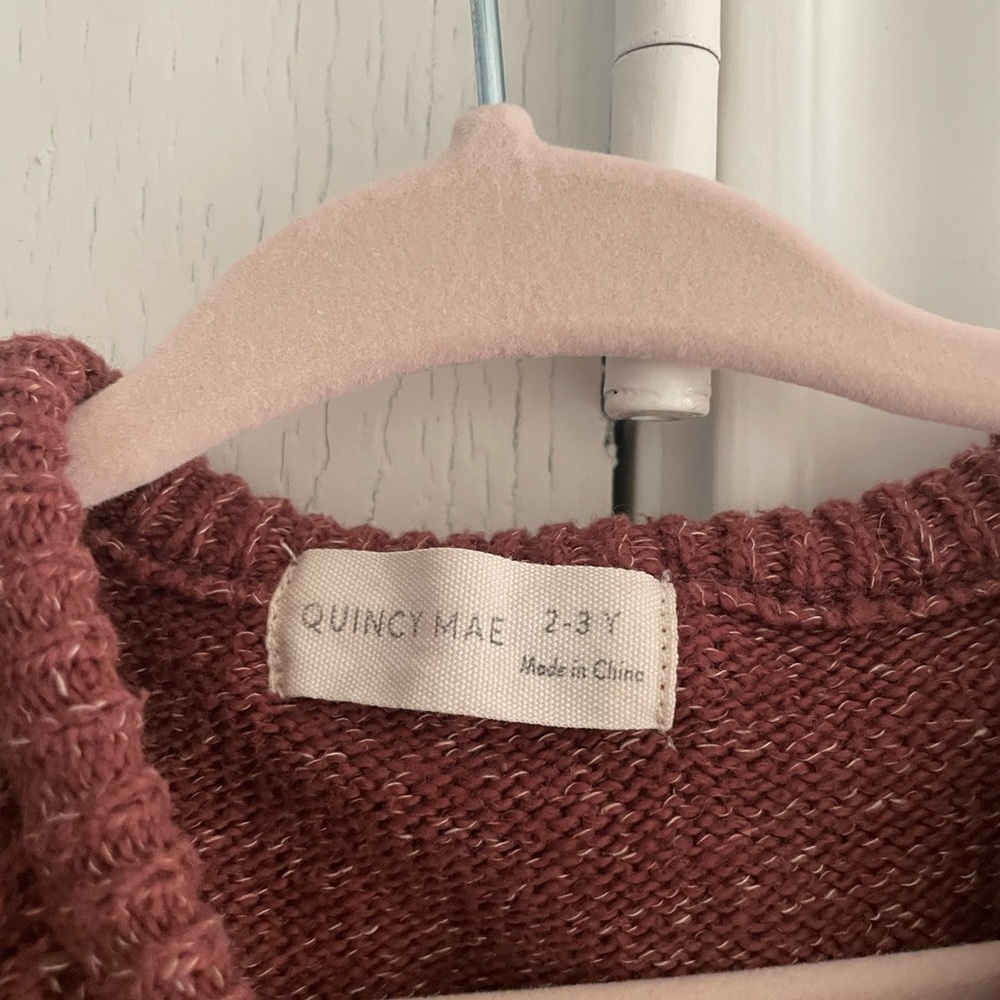 Quincy Mae Ruffled Maroon Kids Cardigan - Picture 3 of 4